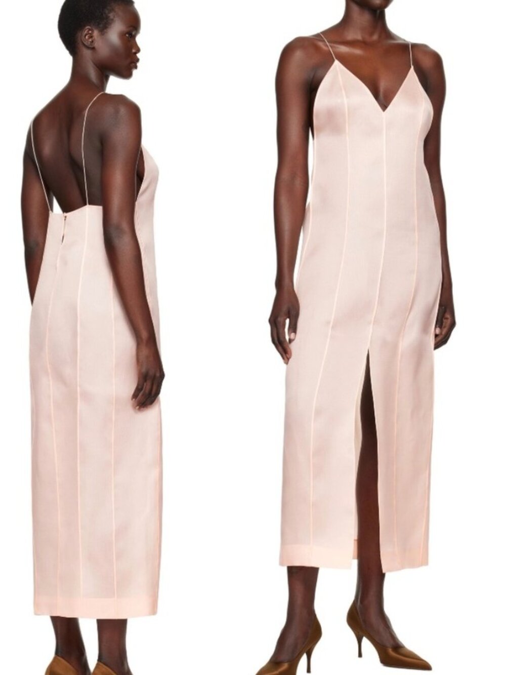 KHAITE Tully Dress in Soft Pink 100% Silk Size 2, New With Tags